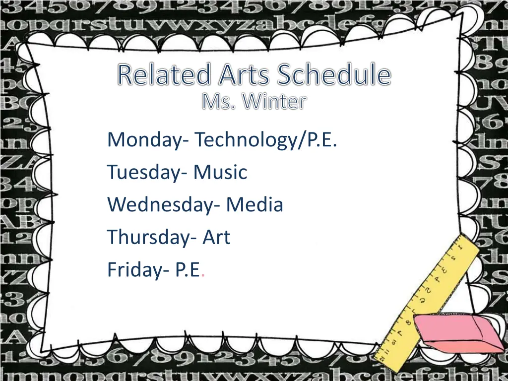 related arts schedule ms winter