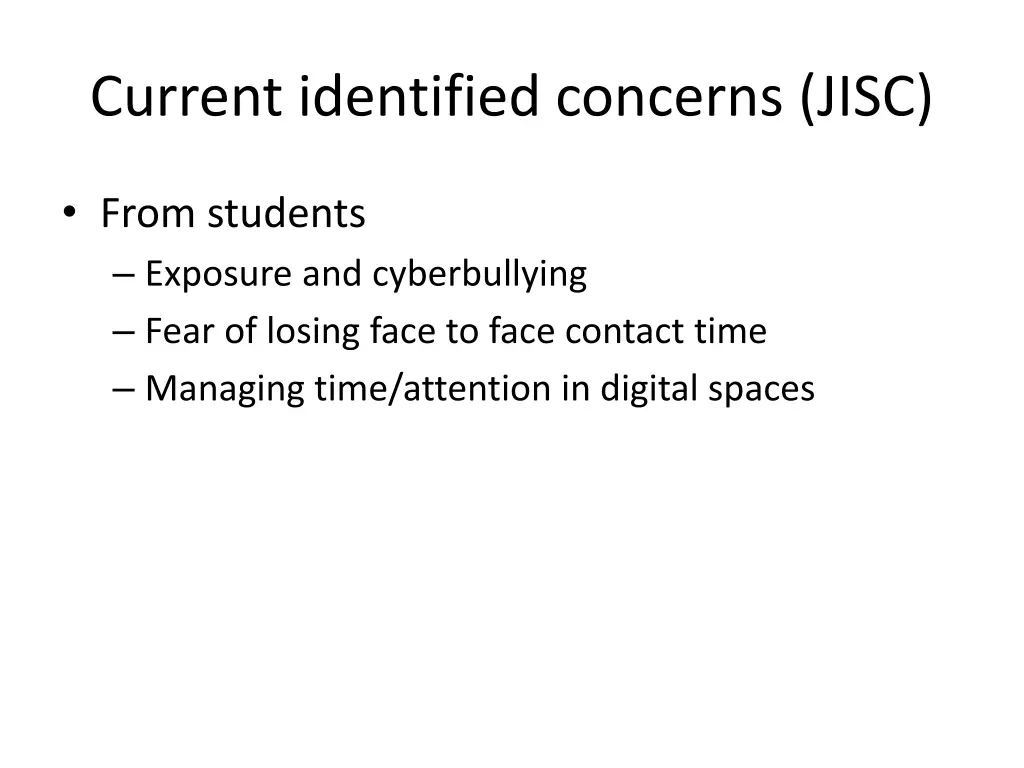 current identified concerns jisc 1