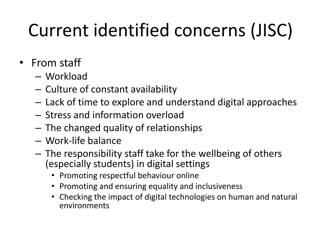 current identified concerns jisc