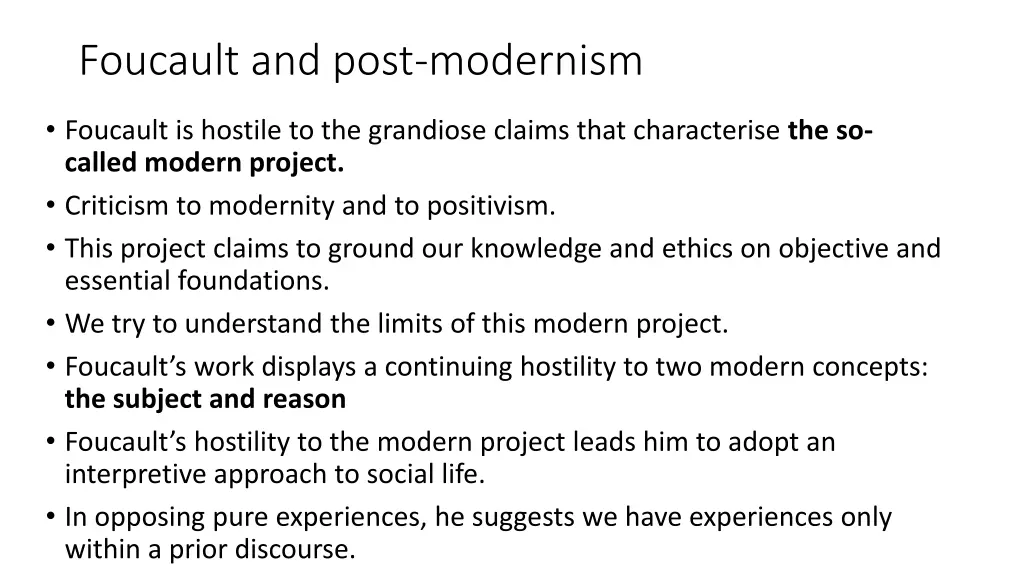 foucault and post modernism