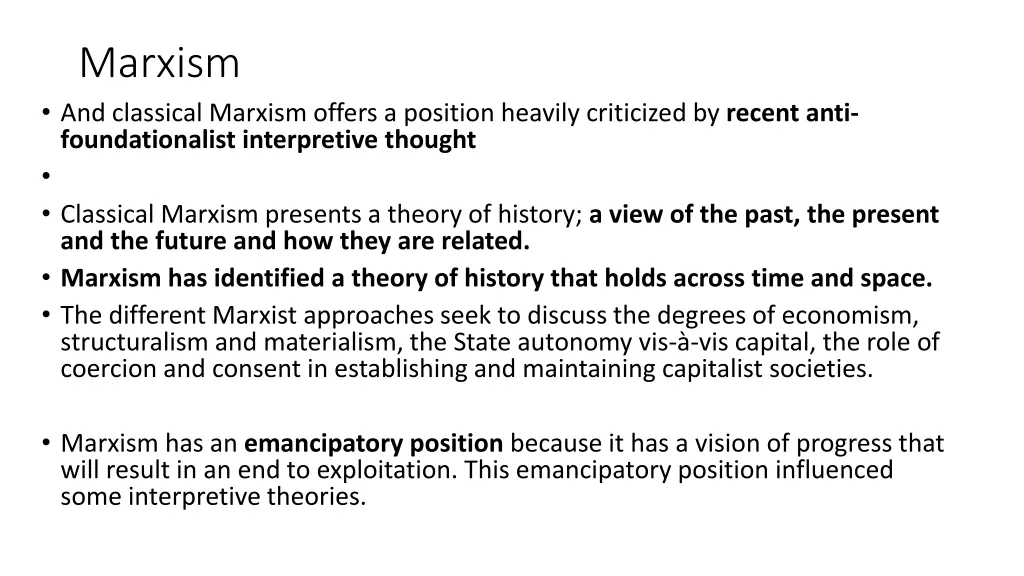 marxism and classical marxism offers a position