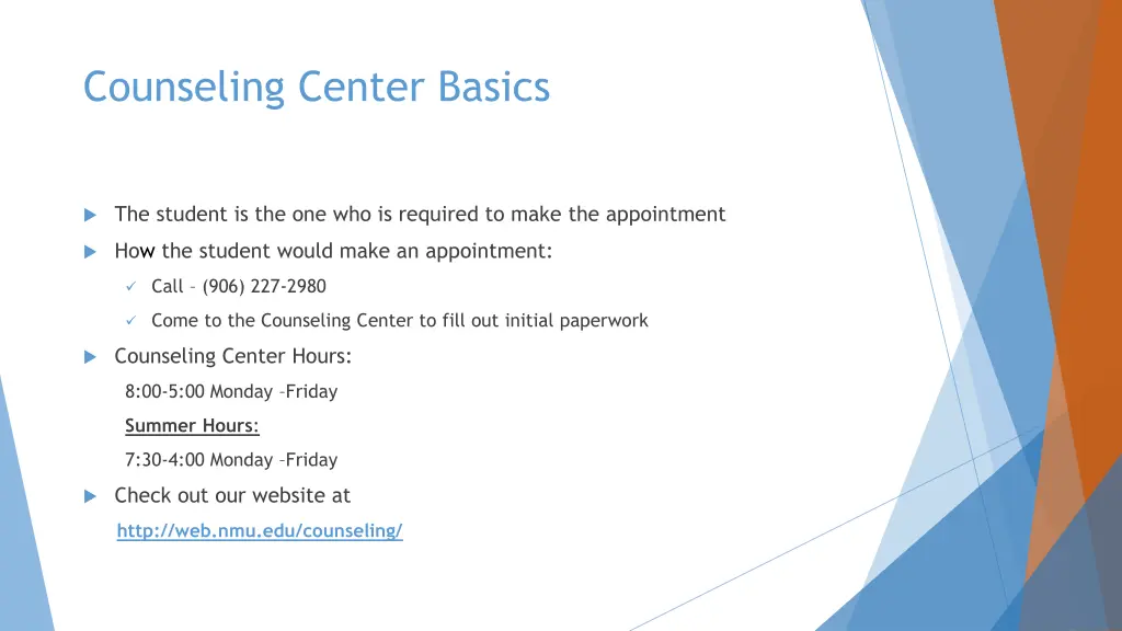 counseling center basics