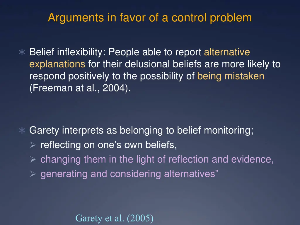 arguments in favor of a control problem