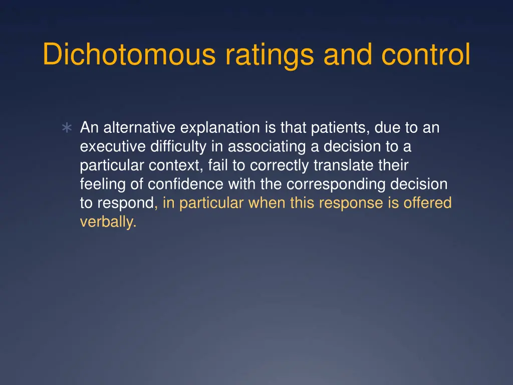 dichotomous ratings and control