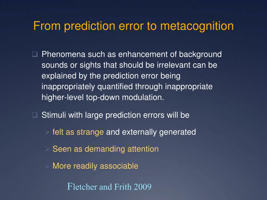 from prediction error to metacognition