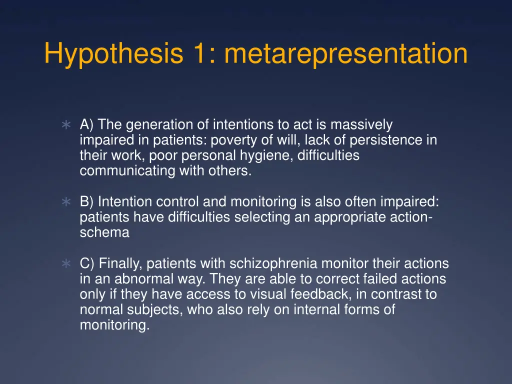 hypothesis 1 metarepresentation