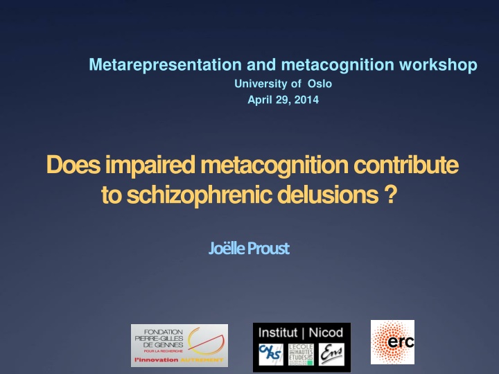 metarepresentation and metacognition workshop