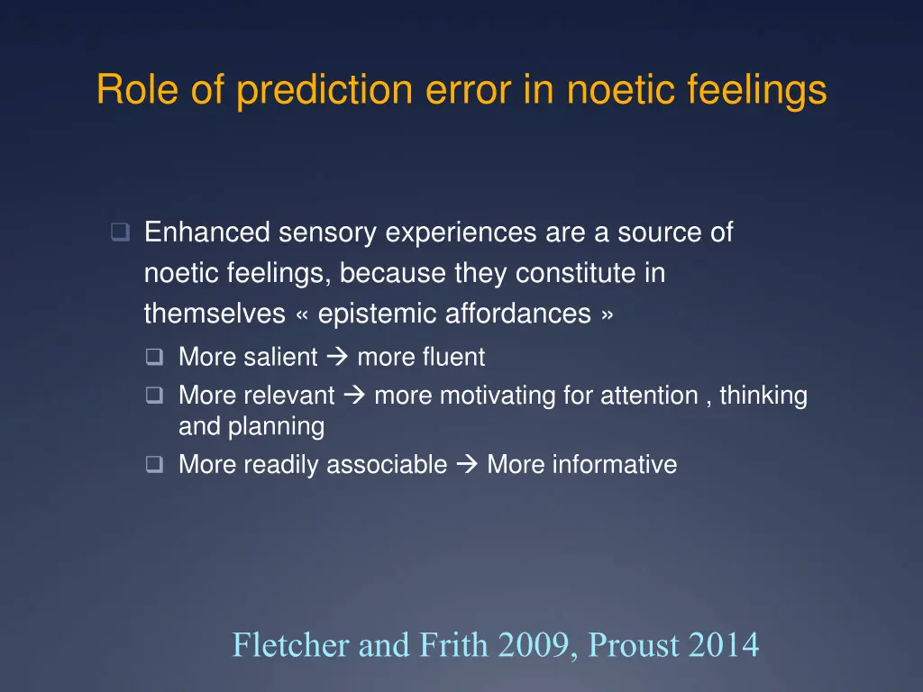 role of prediction error in noetic feelings