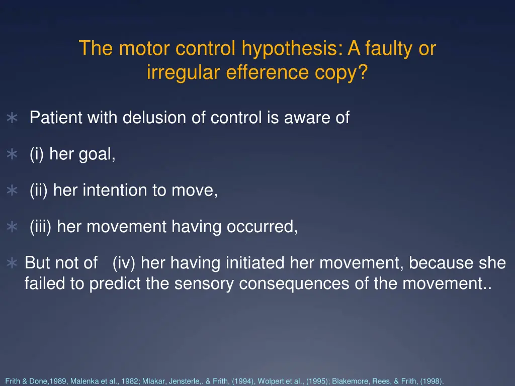 the motor control hypothesis a faulty 1