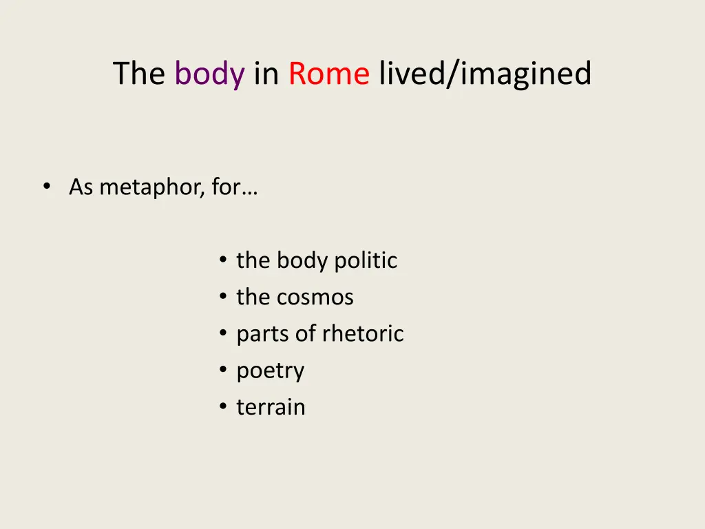 the body in rome lived imagined