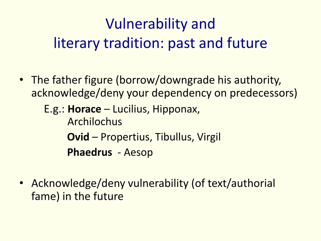 vulnerability and literary tradition past