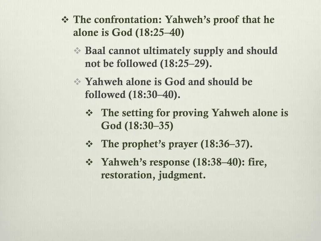 the confrontation yahweh s proof that he alone