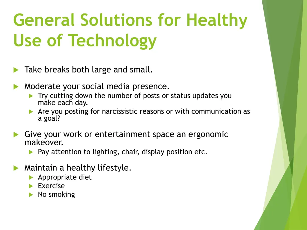 general solutions for healthy use of technology