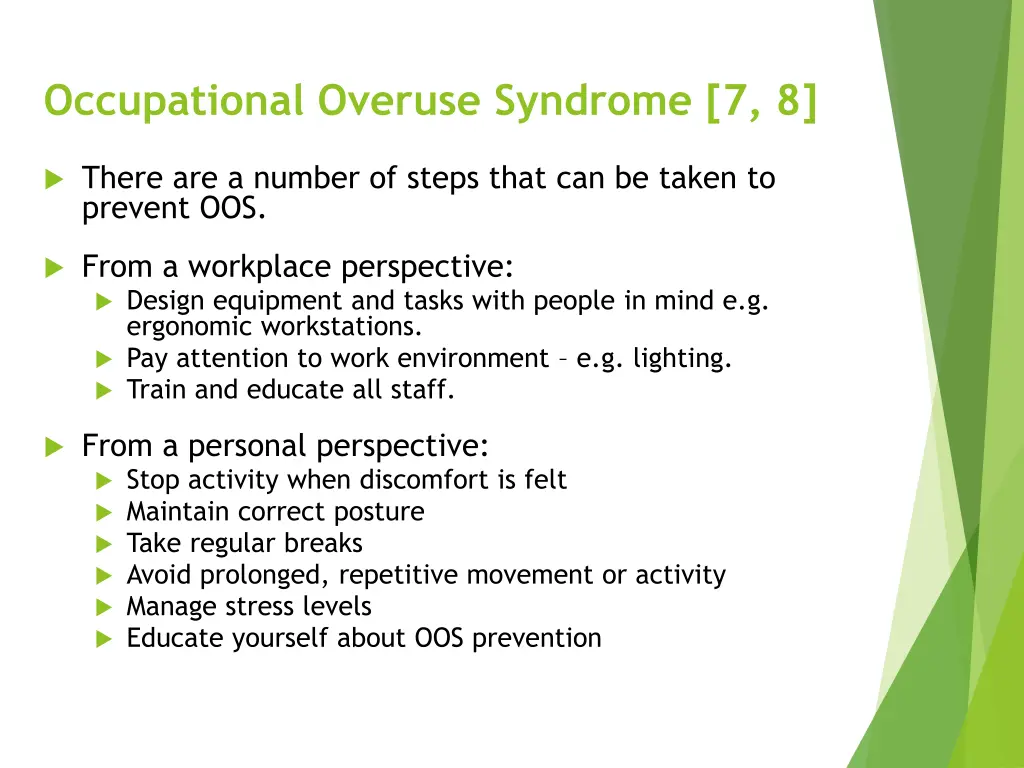 occupational overuse syndrome 7 8 1