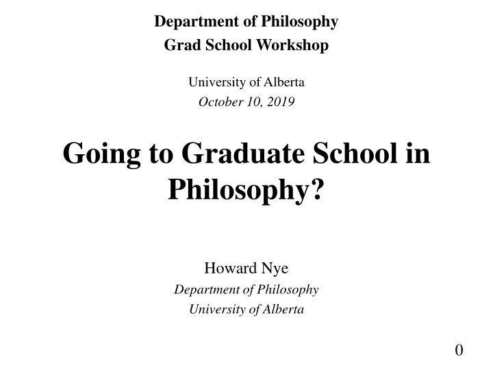 department of philosophy grad school workshop