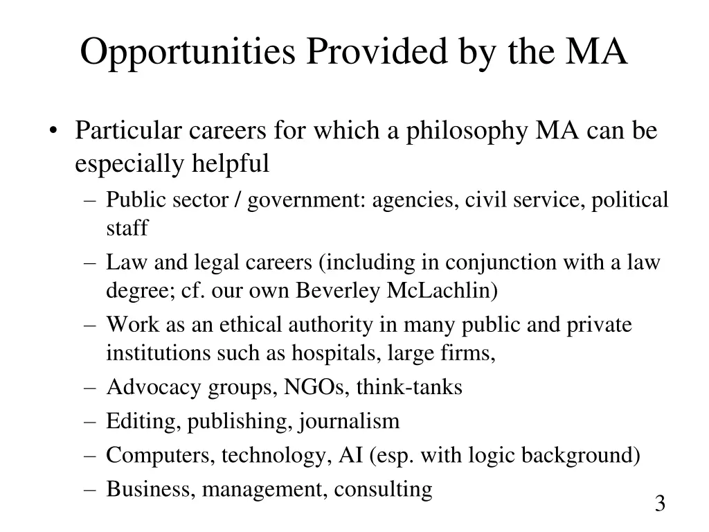 opportunities provided by the ma