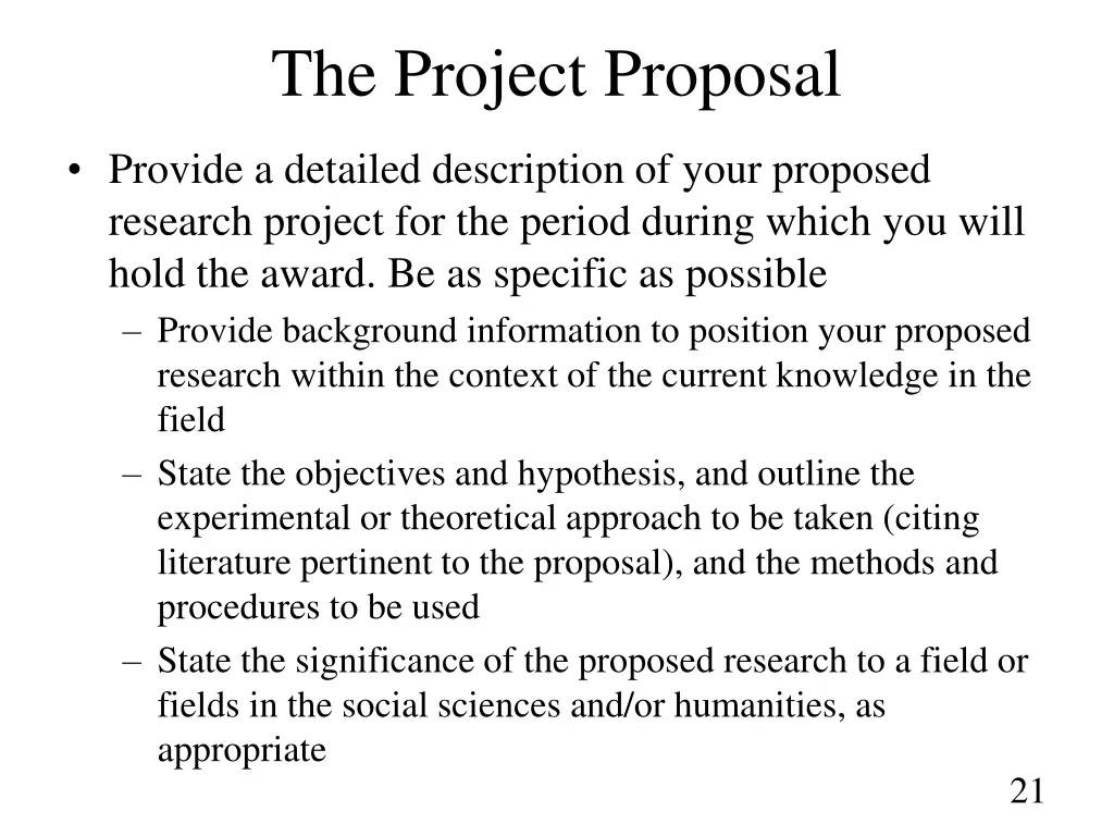 the project proposal