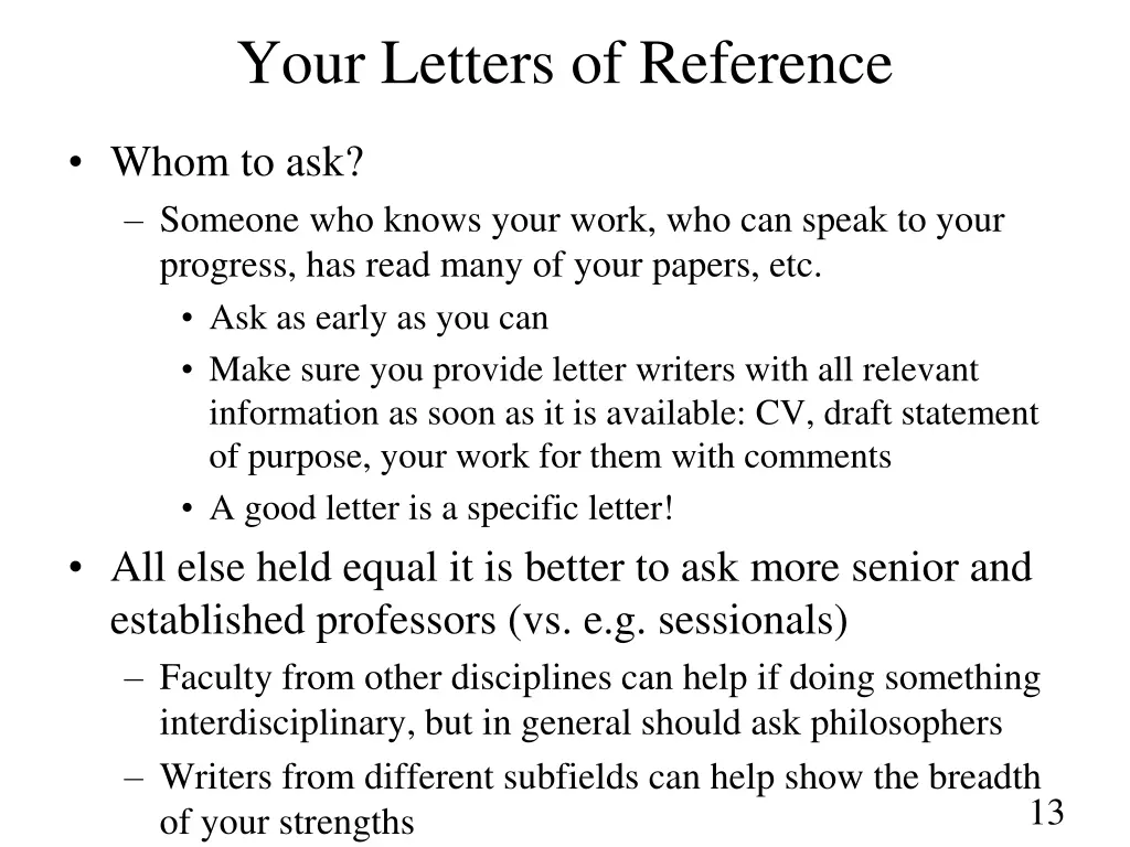 your letters of reference