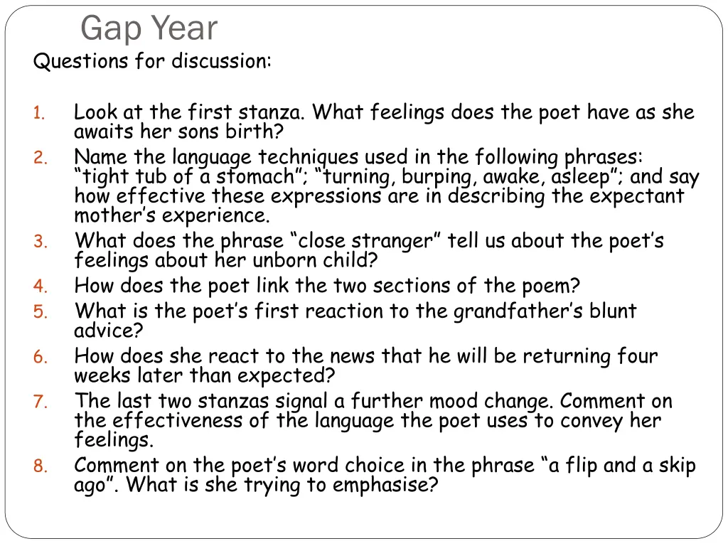 gap year questions for discussion