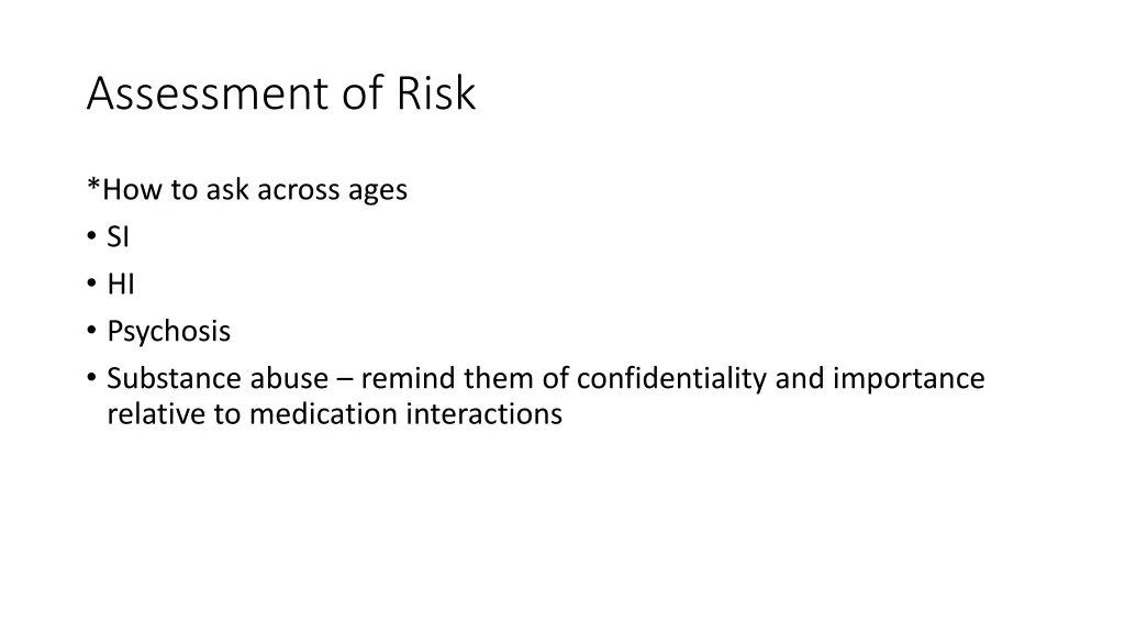 assessment of risk