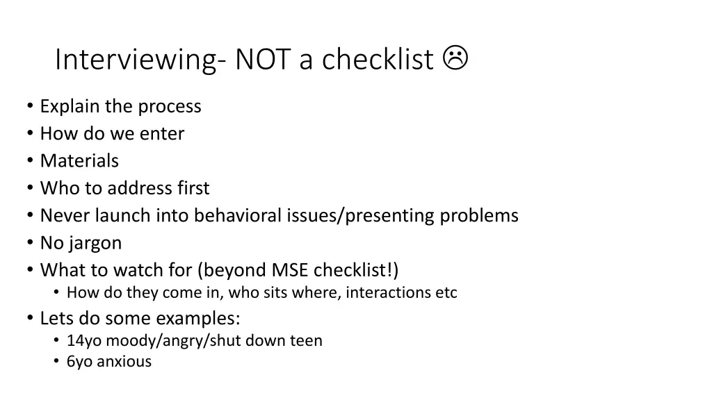 interviewing not a checklist