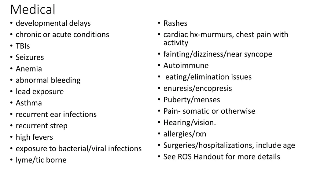 medical developmental delays chronic or acute