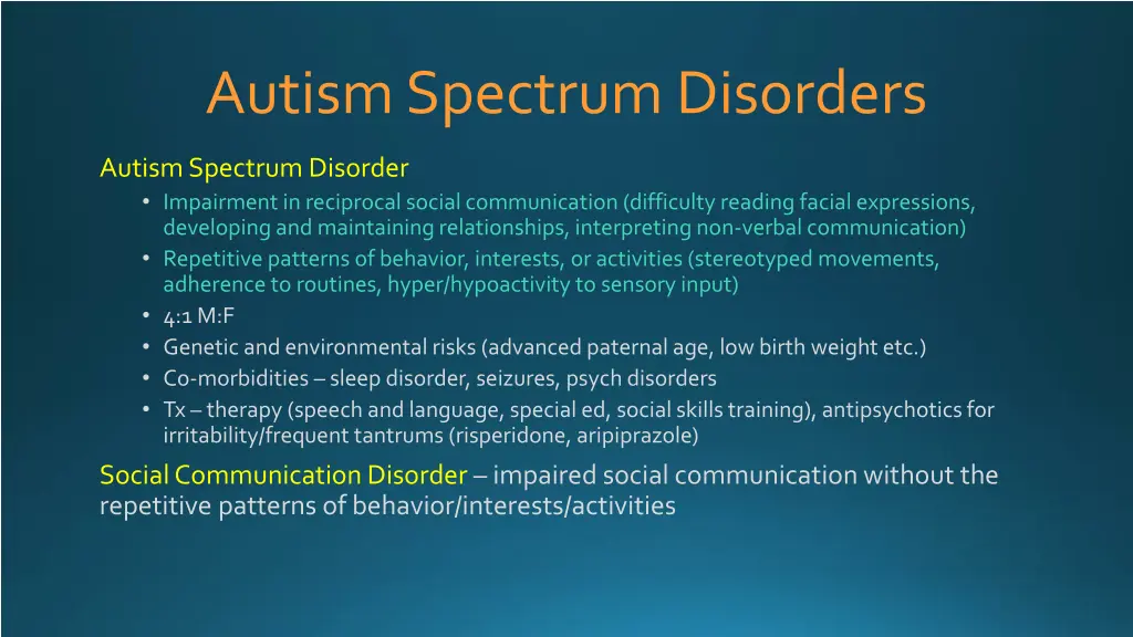 autism spectrum disorders