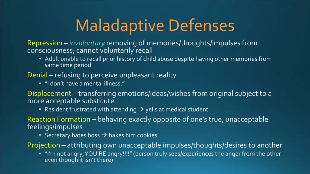 maladaptive defenses