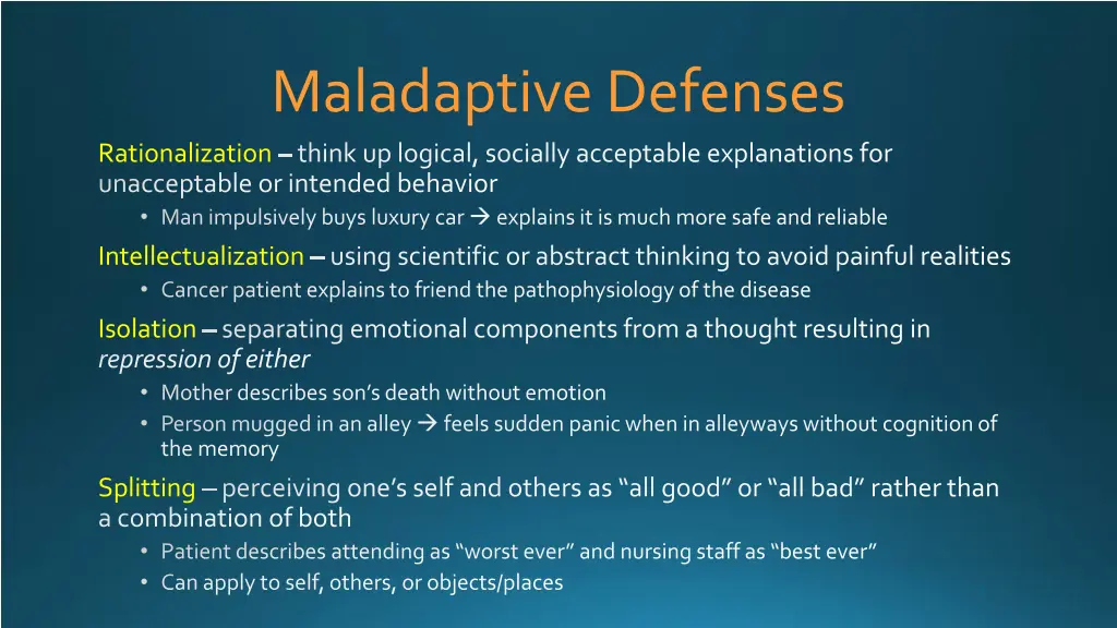 maladaptive defenses rationalization think