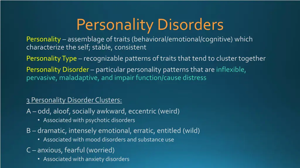 personality disorders personality assemblage