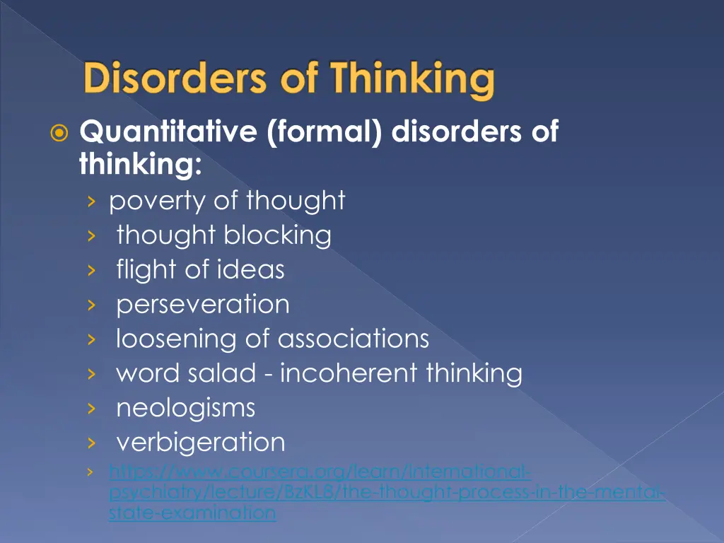 disorders of thinking quantitative formal