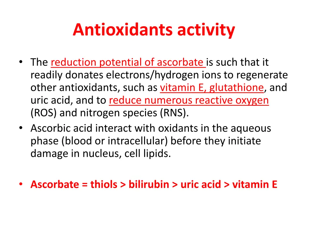 antioxidants activity