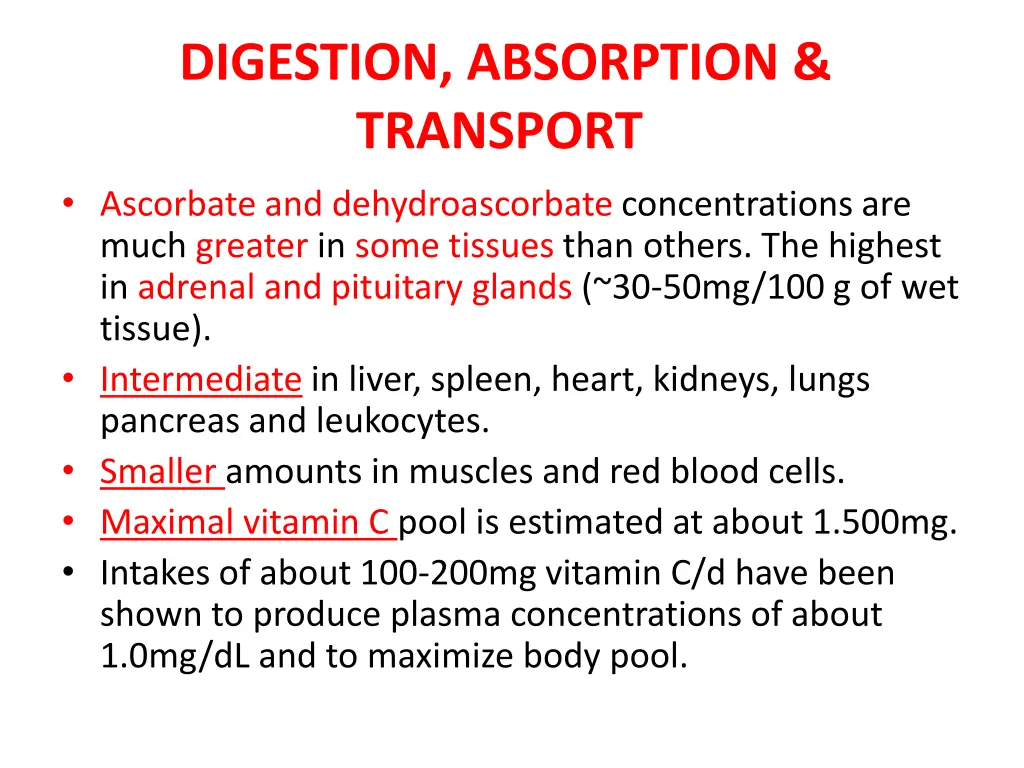 digestion absorption transport ascorbate