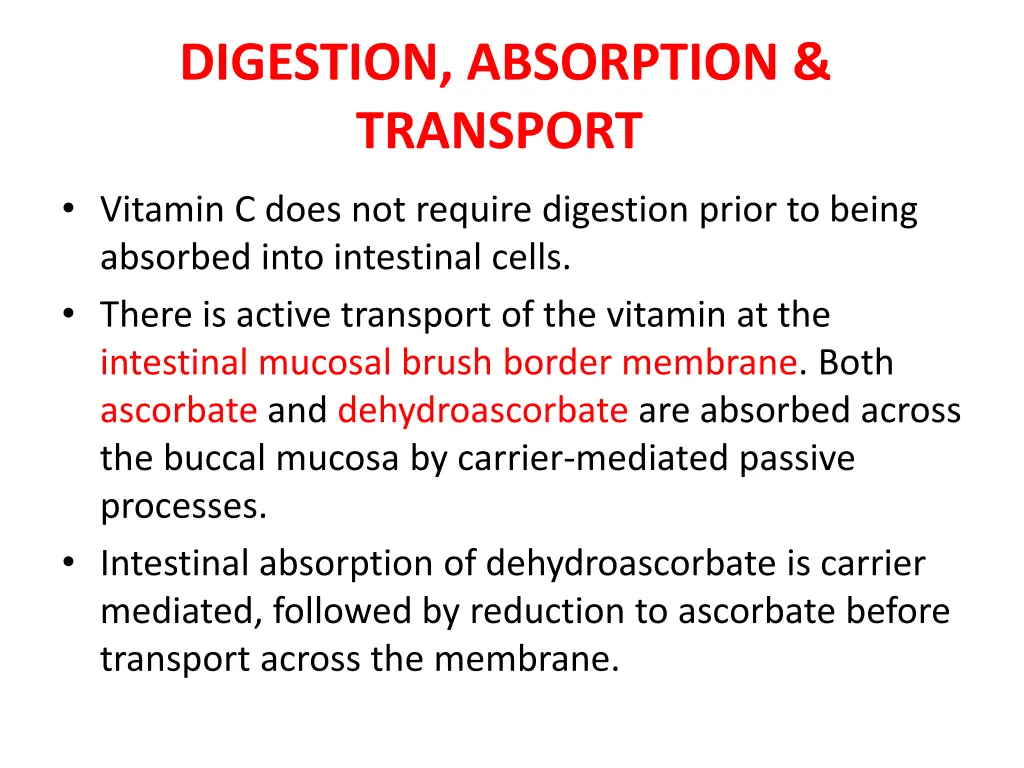 digestion absorption transport