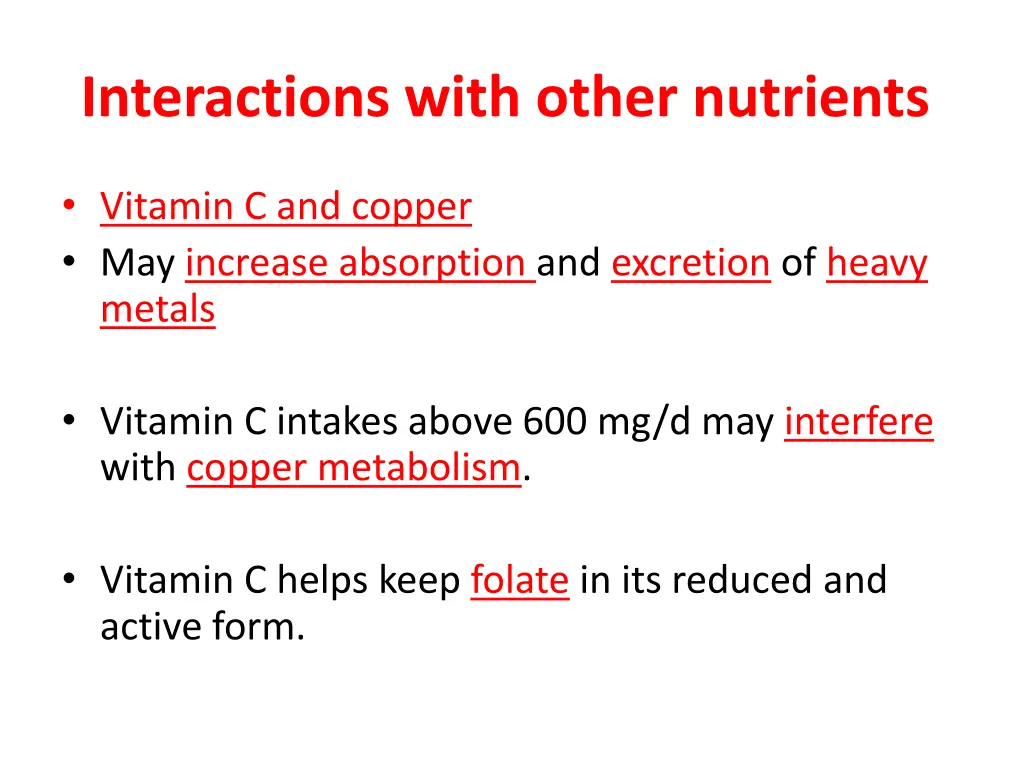 interactions with other nutrients 1