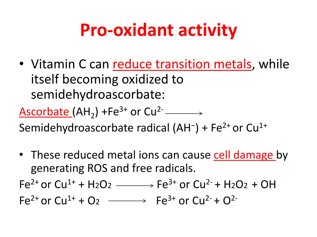 pro oxidant activity