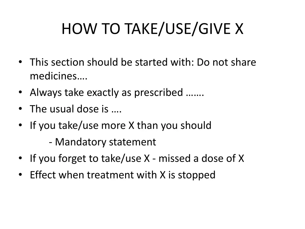 how to take use give x