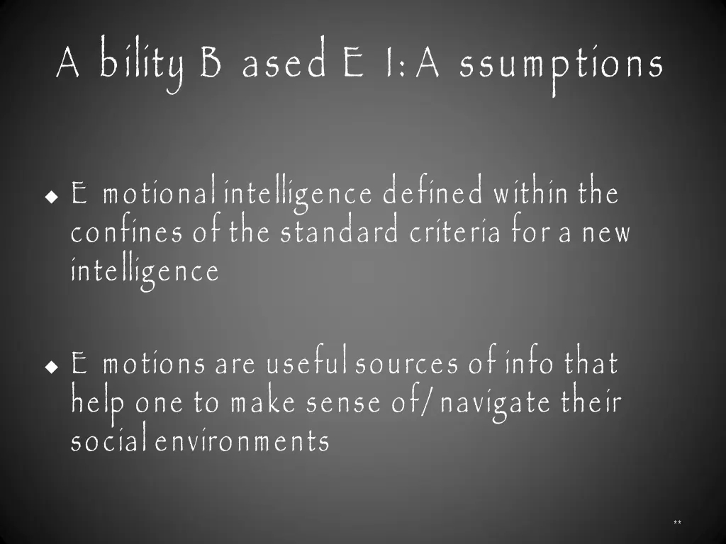 a bility b ased e i a ssumptions