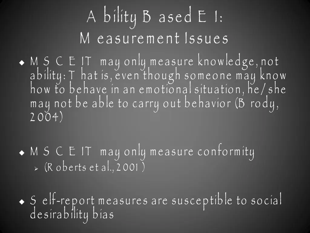 a bility b ased e i m easurement issues