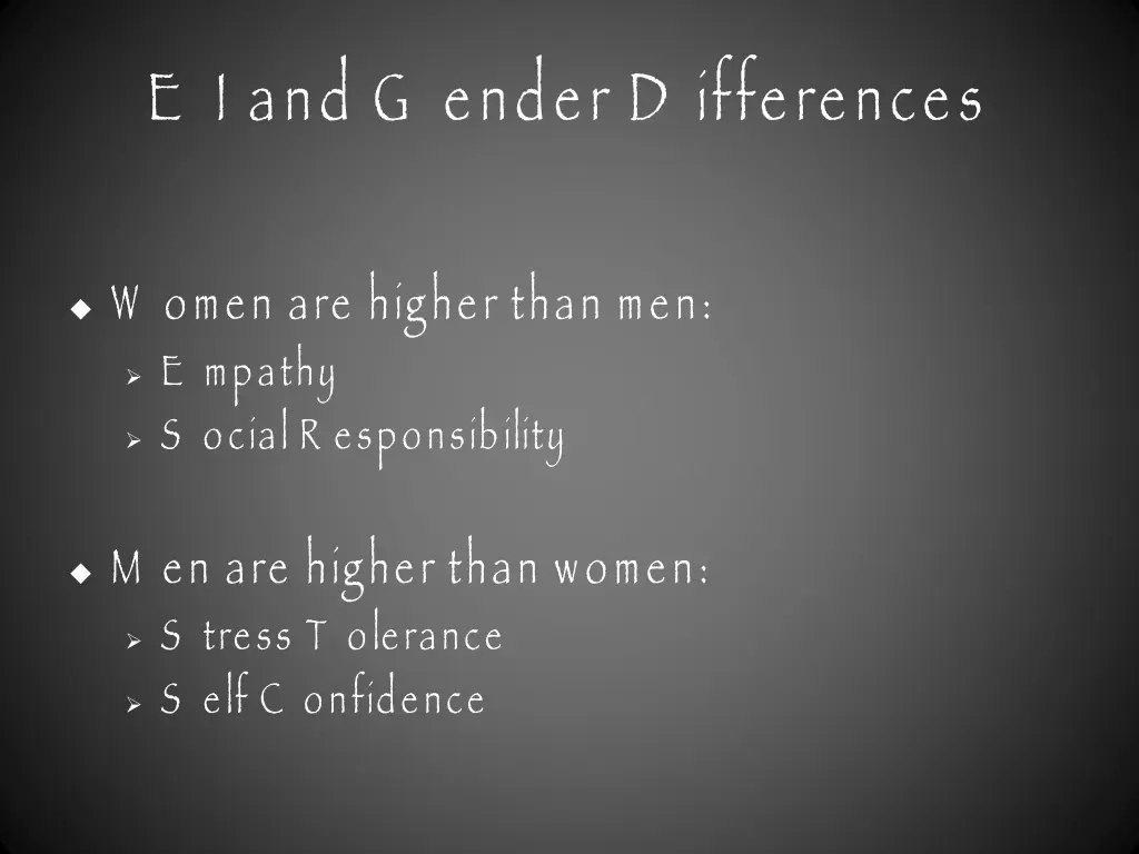 e i and g ender d ifferences