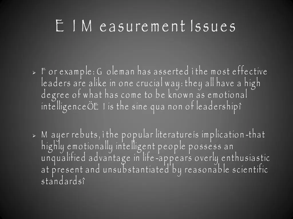 e i m easurement issues 1