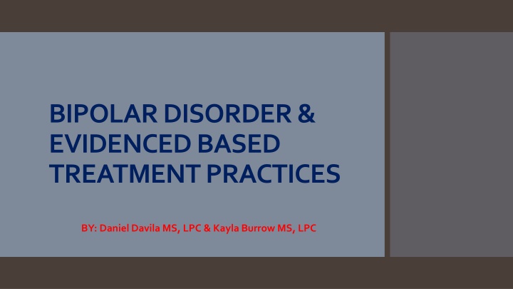 bipolar disorder evidenced based treatment