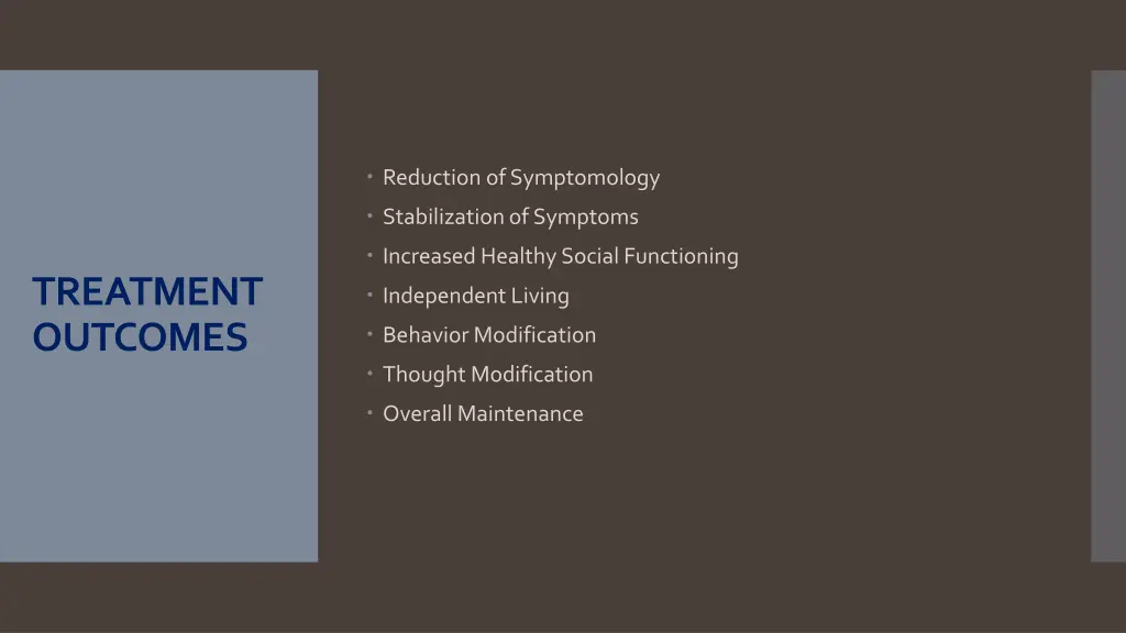 reduction of symptomology