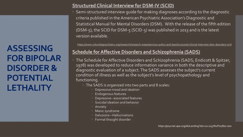 structured clinical interview for dsm iv scid