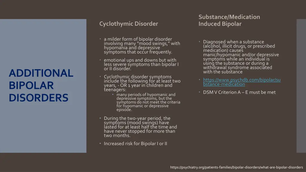 substance medication induced bipolar