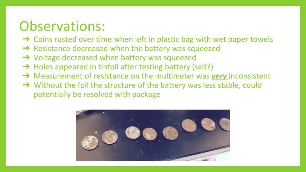 observations coins rusted over time when left