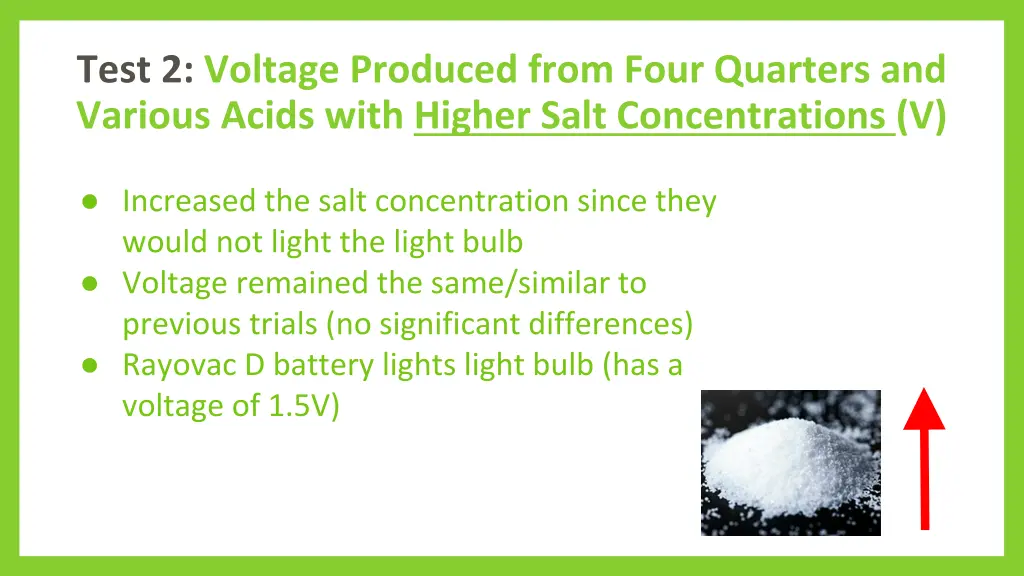 test 2 voltage produced from four quarters