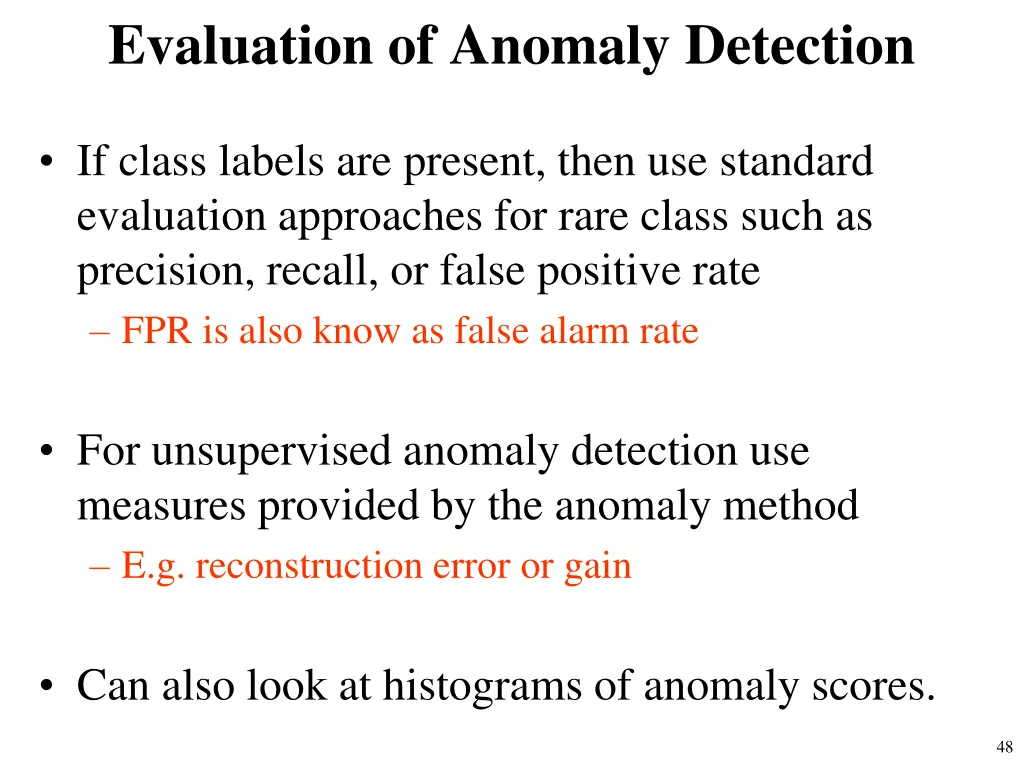 evaluation of anomaly detection