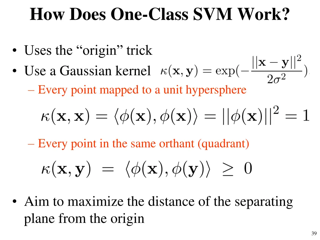 how does one class svm work