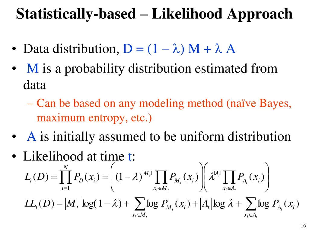 statistically based likelihood approach 1